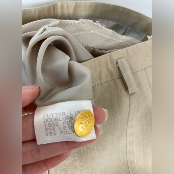 Vintage Bardehle Women’s Size 10 Linen Blend Skirt Gold Buttons Lined Neutral - Picture 6 of 13